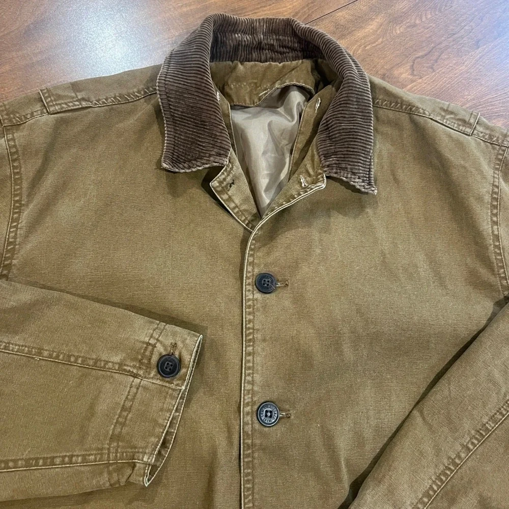 Levi Strauss Mens Canvas Chore Coat Tan Brown Corduroy Collar Field Jacket XL